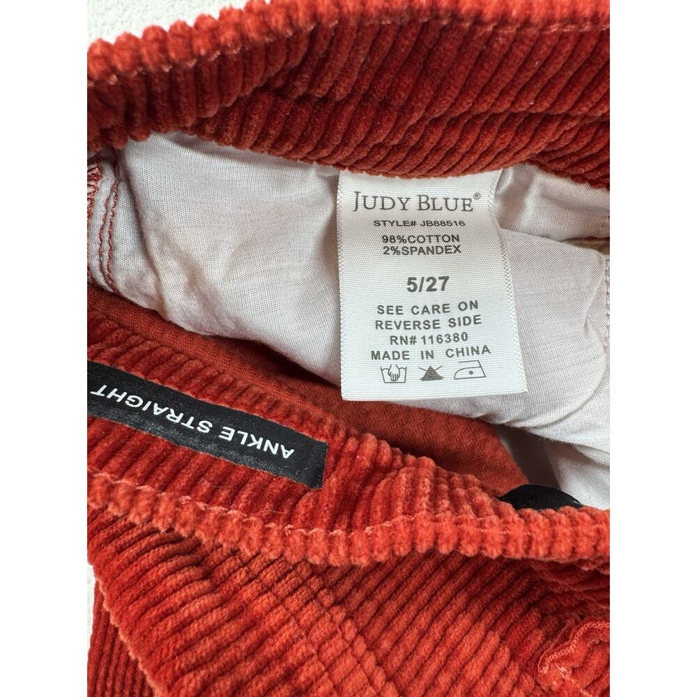 Judy Blue Pants Ankle Straight Corduroy Button Fly Rust Sz 5/27 - Picture 8 of 10